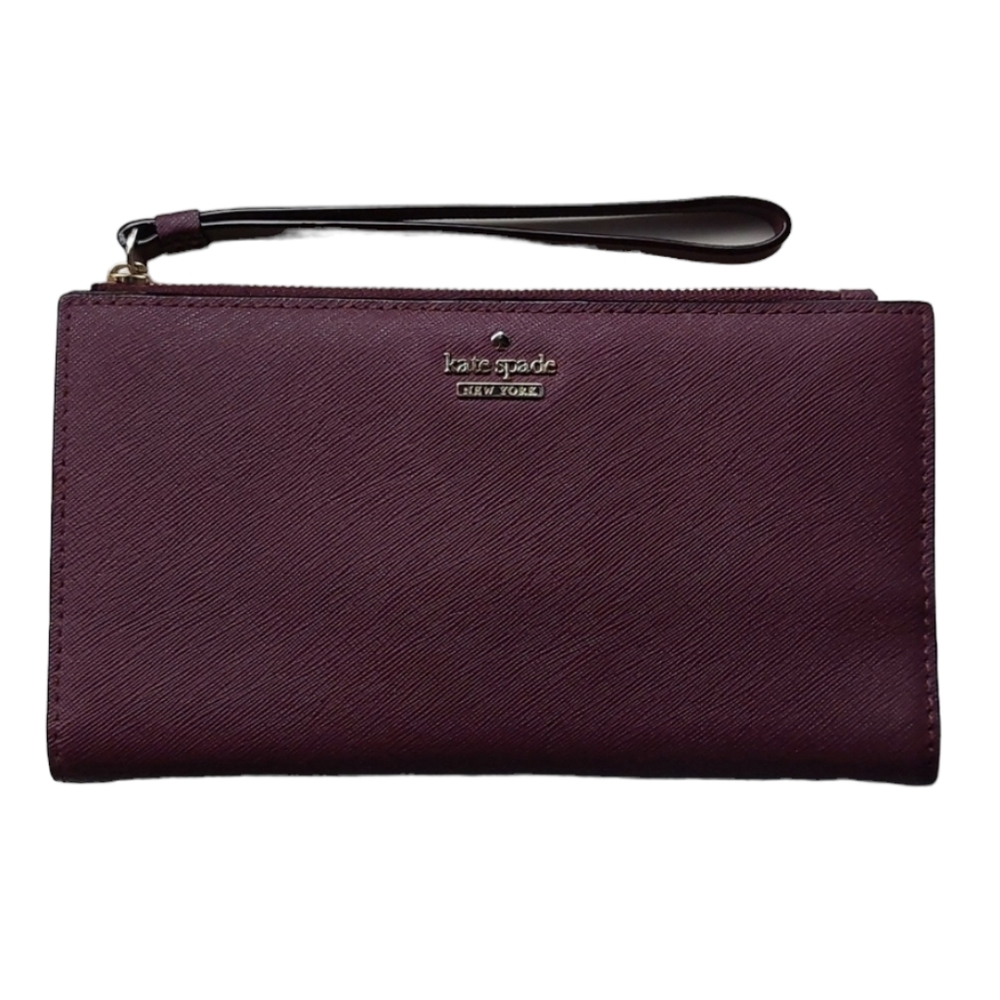 KATE SPADE, Leather, Eggplant, Purple, Bifold, Wristlet, Wallet